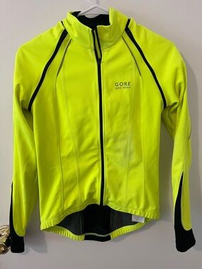 Gore Bike Wear Windstopper Soft Shell Cycling Jacket Removable Sleeves Yellow